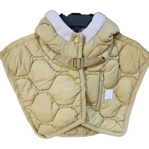 OS Free People Poncho Pale Green/yellow Hood Snap Pocket Quilted Pocket Children